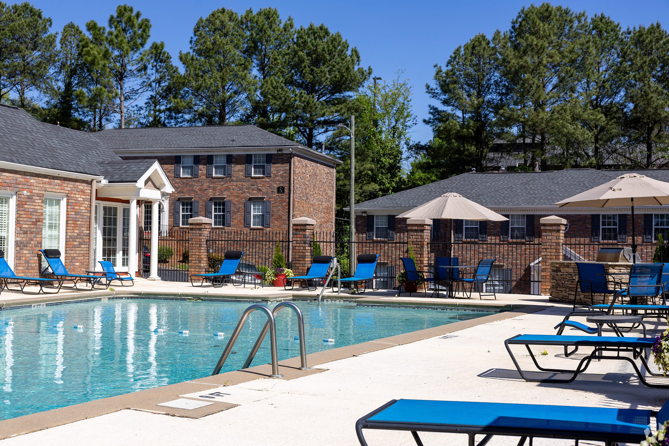 modern pool at One Sovereign Place apartments in  Atlanta GA